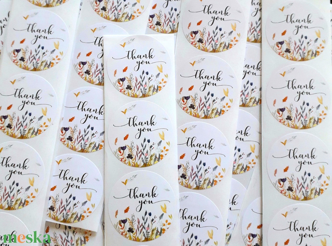 Többféle, natúr színű Thank you (Köszönöm) feliratos matrica - 10 db/csomag (3011, 1446) - kellékek & szerszámok - dekorációs kellékek - egyéb kellékek - Meska.hu