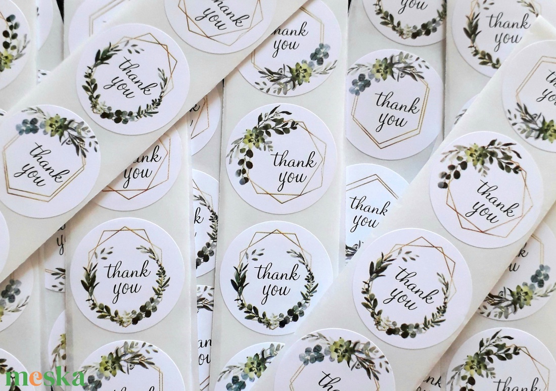 Többféle, natúr színű Thank you (Köszönöm) feliratos matrica - 10 db/csomag (3011, 1446) - kellékek & szerszámok - dekorációs kellékek - egyéb kellékek - Meska.hu
