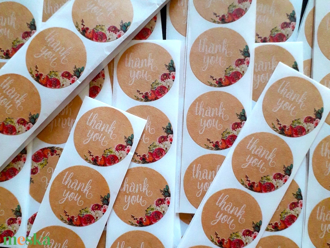 Többféle, natúr színű Thank you (Köszönöm) feliratos matrica - 10 db/csomag (3011, 1446) - kellékek & szerszámok - dekorációs kellékek - egyéb kellékek - Meska.hu