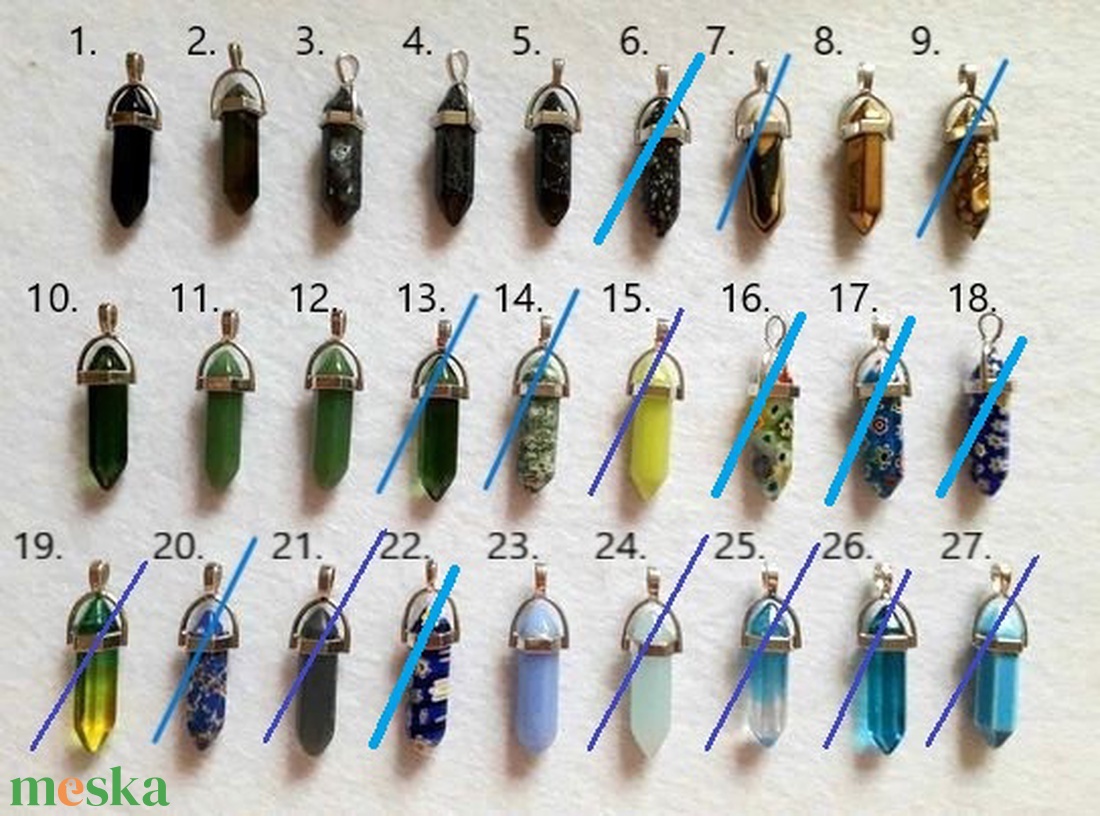 Hexagonál alakú üveg medál - 40 x 8 mm (1206) - kellékek & szerszámok - gyöngyfűzés kellékek - üveggyöngy - Meska.hu