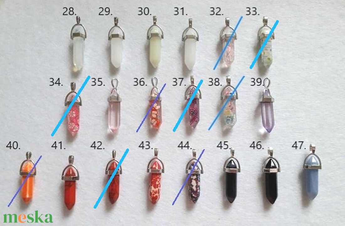 Hexagonál alakú üveg medál - 40 x 8 mm (1206) - kellékek & szerszámok - gyöngyfűzés kellékek - üveggyöngy - Meska.hu