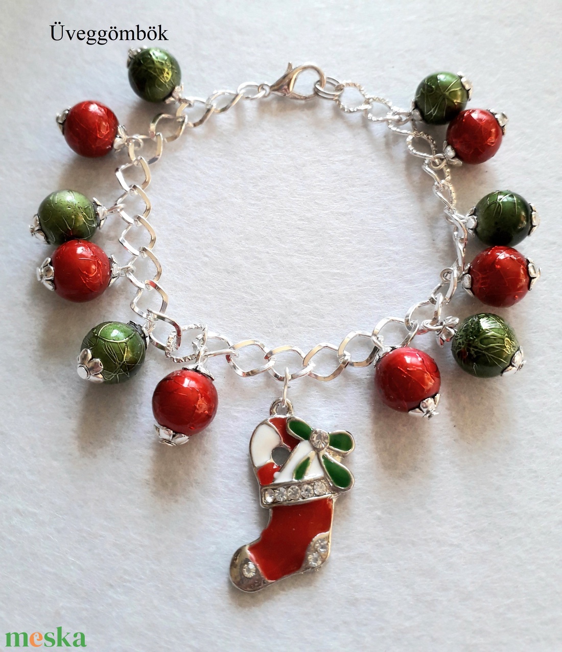 Négy különböző, csillogó karácsonyi girland karkötő - ékszer - karkötő - karkötő medállal - Meska.hu