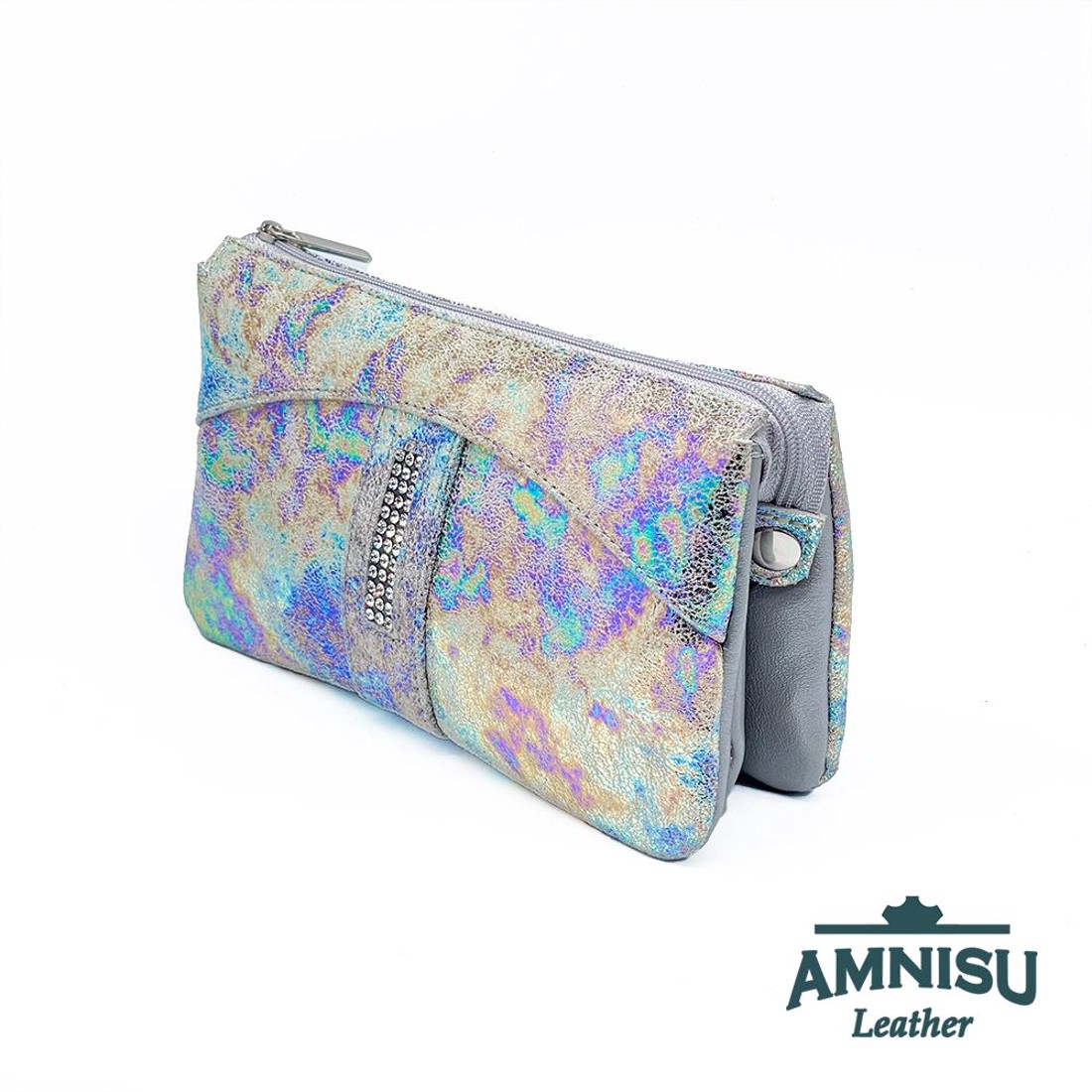 Hologramos egyenes swarovski köves női bőr pénztárca G3009 - táska & tok - pénztárca & más tok - pénztárca - női pénztárca - Meska.hu