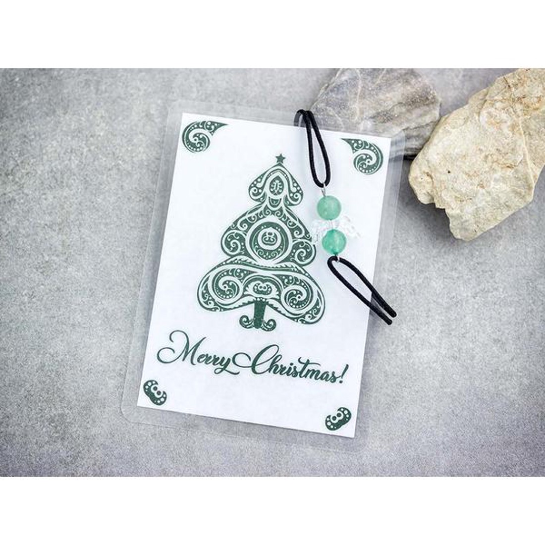 Merry Christmas aventurin angyal karkötő - ékszer - karkötő - karkötő medállal - Meska.hu