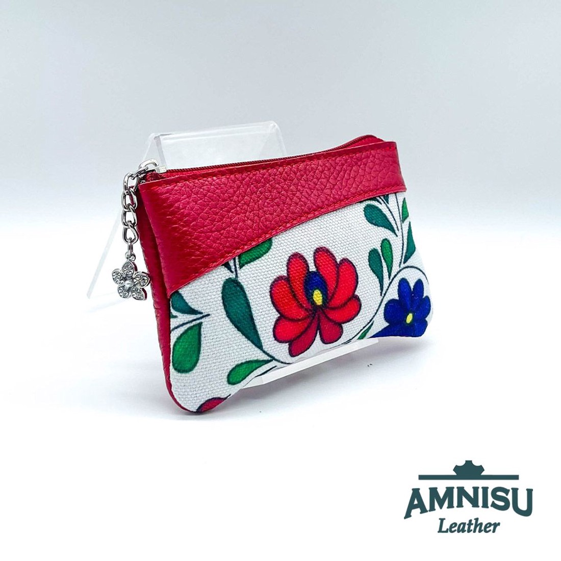 Piros - matyó mintás ívelt egy cipzáras kulcstartó C5017 - táska & tok - kulcstartó & táskadísz - kulcstartó - Meska.hu