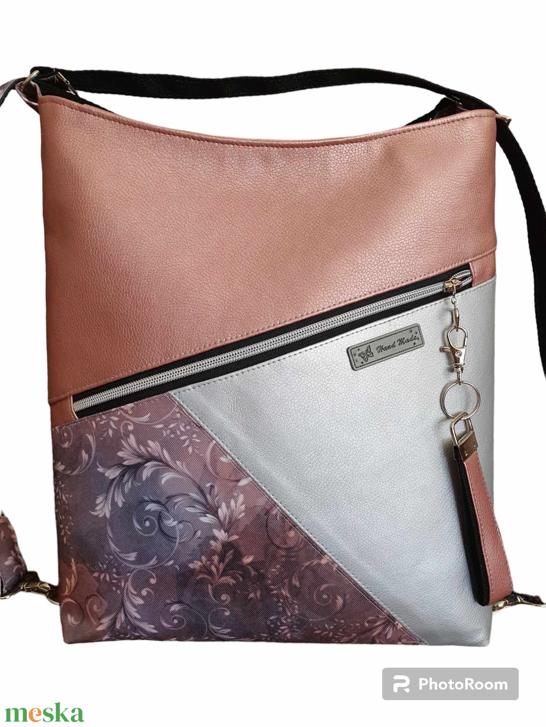 Elegáns rosegold kétfunkciós táska ajándék kulcstartóval - táska & tok - variálható táska - Meska.hu Elegáns rosegold kétfunkciós táska ajándék kulcstartóval - táska & tok - variálható táska - Meska.hu