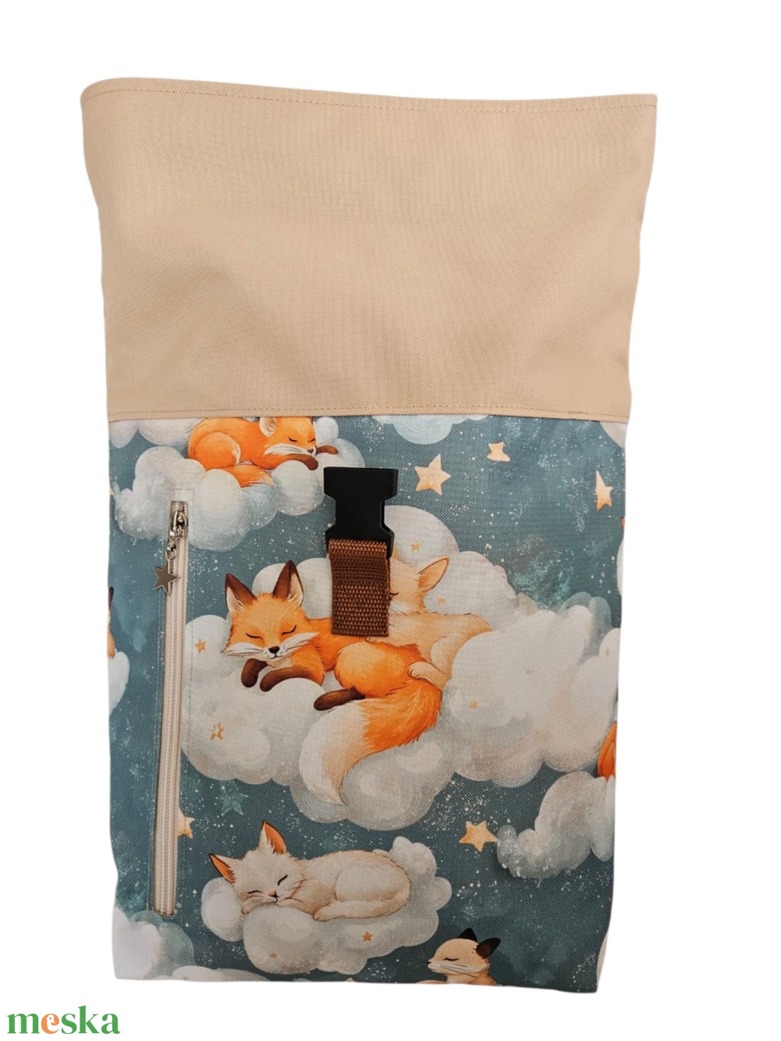 Alvó rókás roll-top hátizsák - táska & tok - hátizsák - roll top hátizsák - Meska.hu