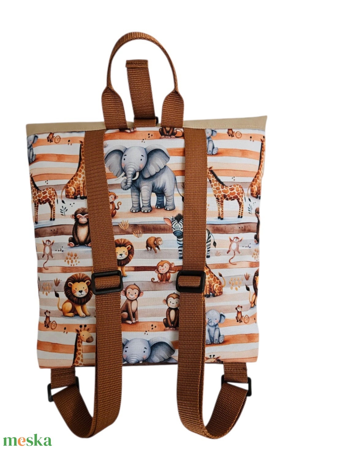 Szavanna állatai roll-top hátizsák - táska & tok - hátizsák - roll top hátizsák - Meska.hu