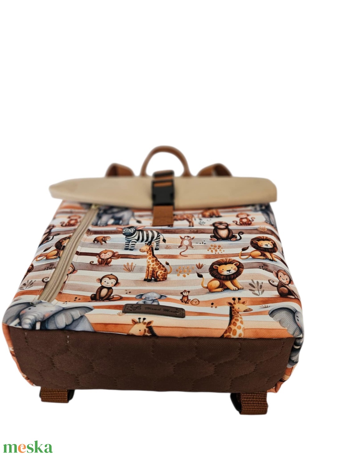 Szavanna állatai roll-top hátizsák - táska & tok - hátizsák - roll top hátizsák - Meska.hu