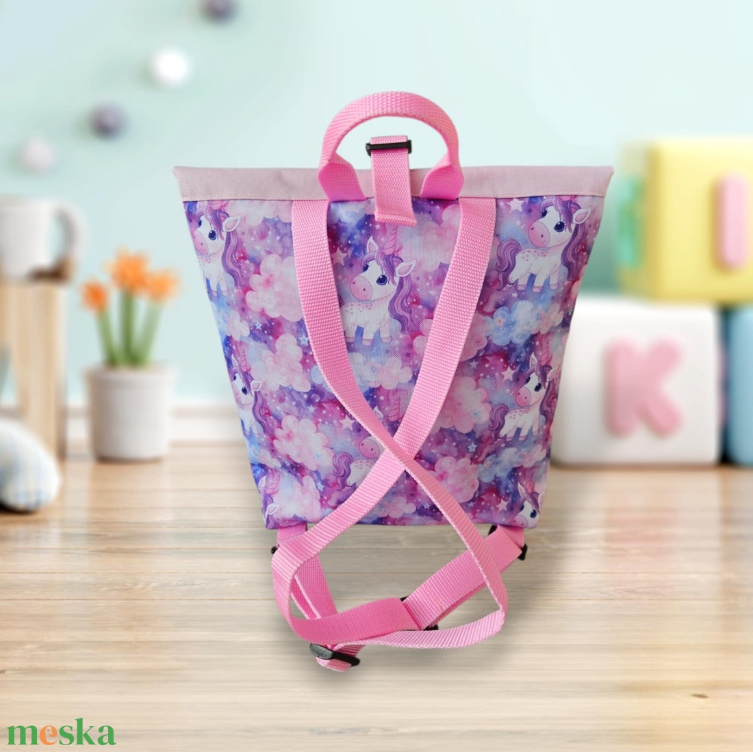 Unikornisos roll-top hátizsák - táska & tok - hátizsák - roll top hátizsák - Meska.hu