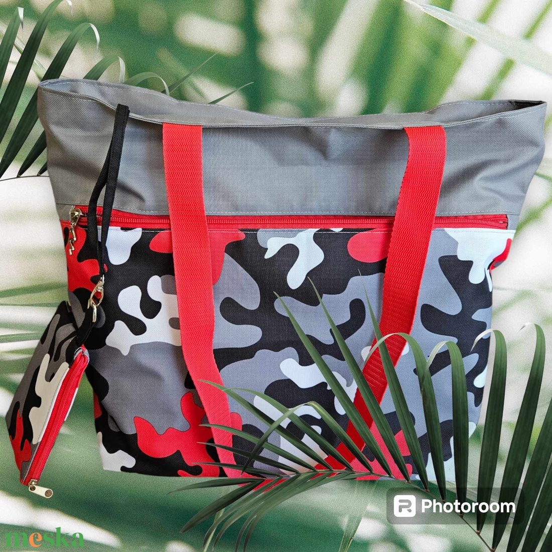 Összehajtható vízálló strandtáska/fitnesz táska/shopper rögzíthető pénztárcával - táska & tok - kézitáska & válltáska - nagy pakolós táska - Meska.hu