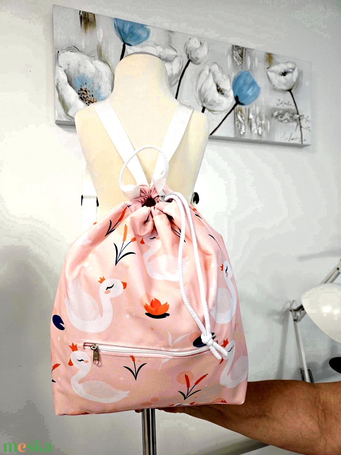 Hattyúmintás vízálló gyerek hátizsák/gymbag  - játék & sport - ovis felszerelés - ovis hátizsák - Meska.hu