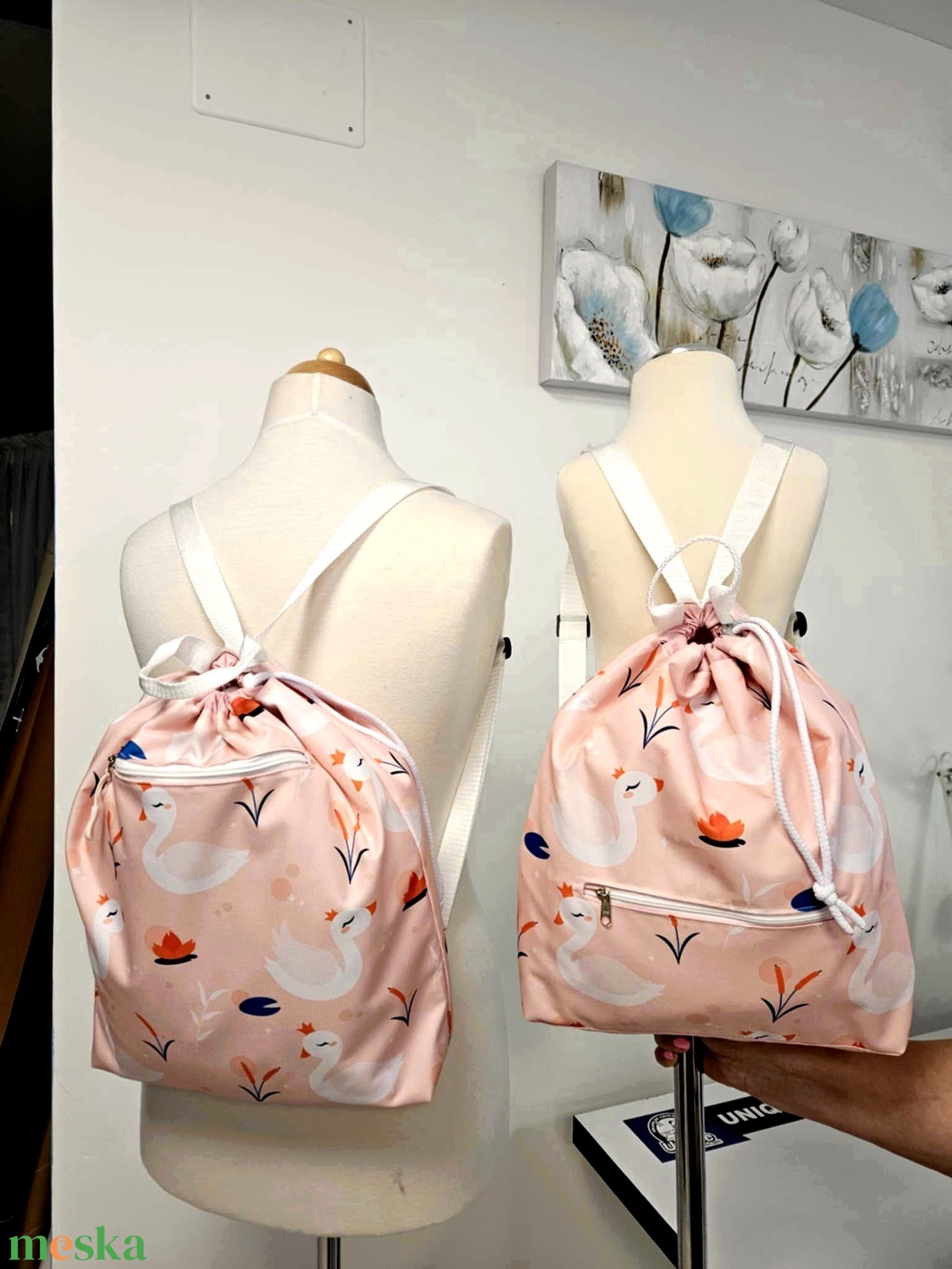 Hattyúmintás vízálló gyerek hátizsák/gymbag  - játék & sport - ovis felszerelés - ovis hátizsák - Meska.hu