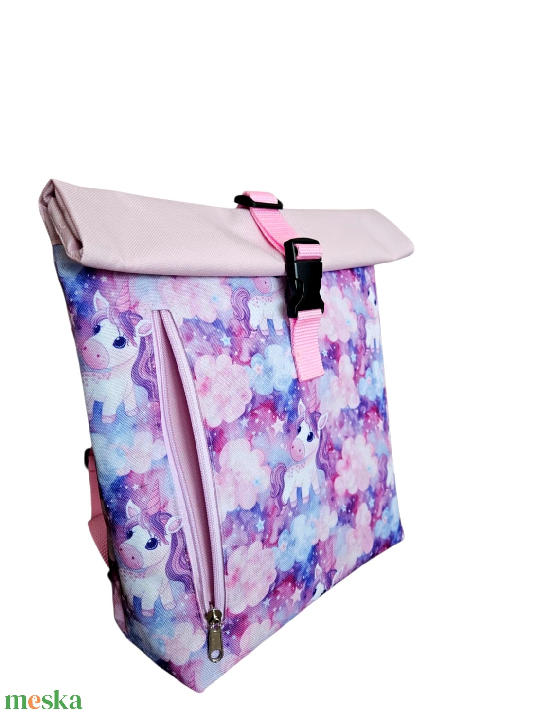 Unikornisos roll-top hátizsák - táska & tok - hátizsák - roll top hátizsák - Meska.hu