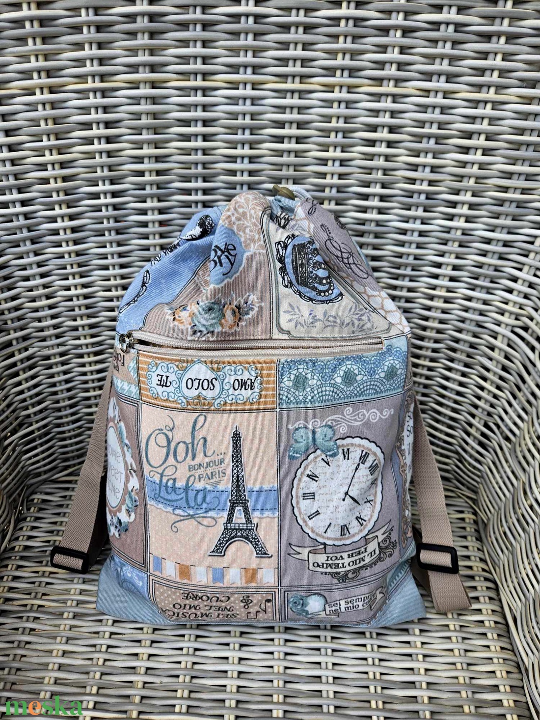 Francia hangulatú hátizsák vízálló talprésszel - táska & tok - hátizsák - tornazsák, gymbag - Meska.hu