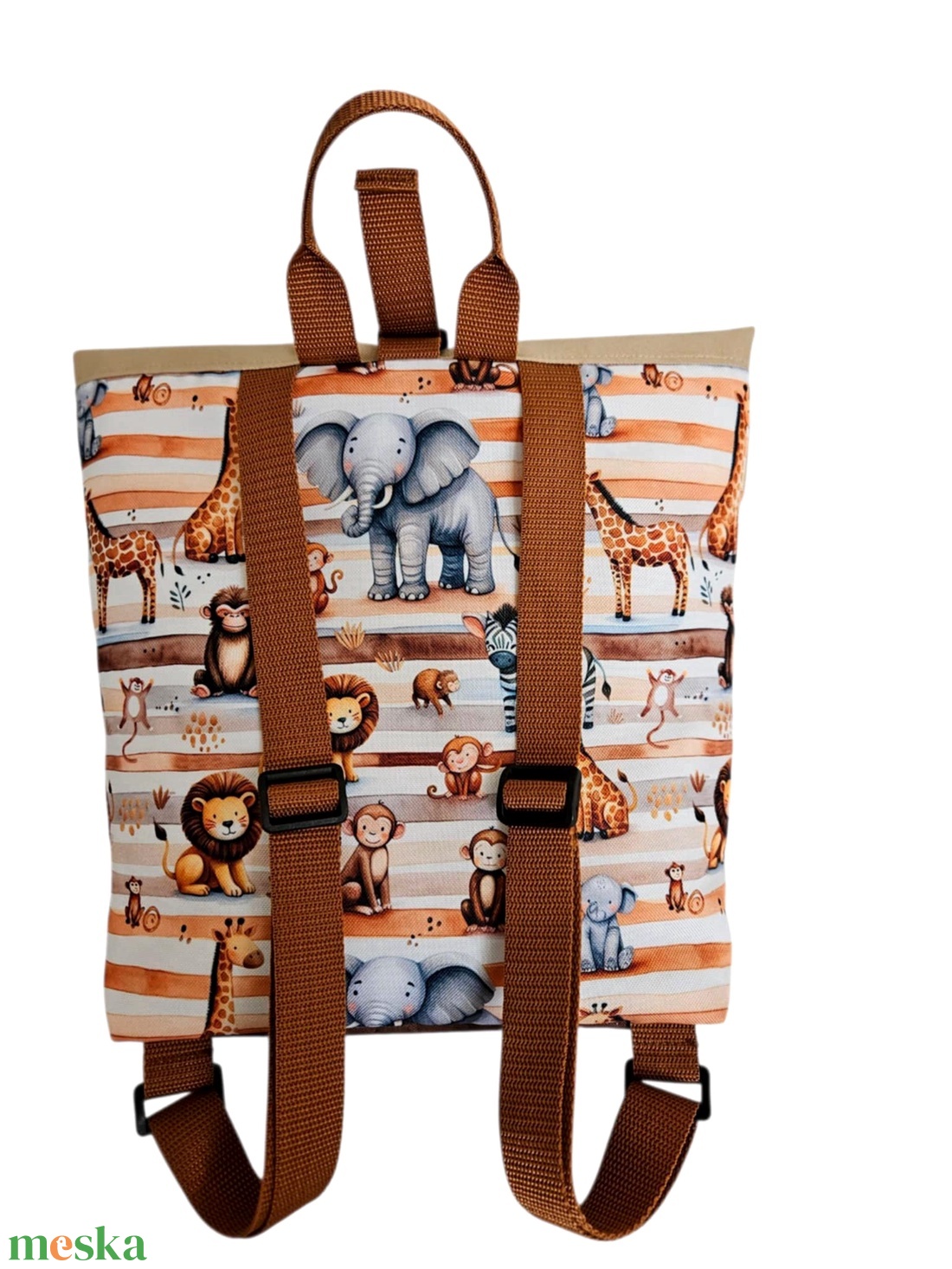 Szavanna állatai roll-top hátizsák - táska & tok - hátizsák - roll top hátizsák - Meska.hu