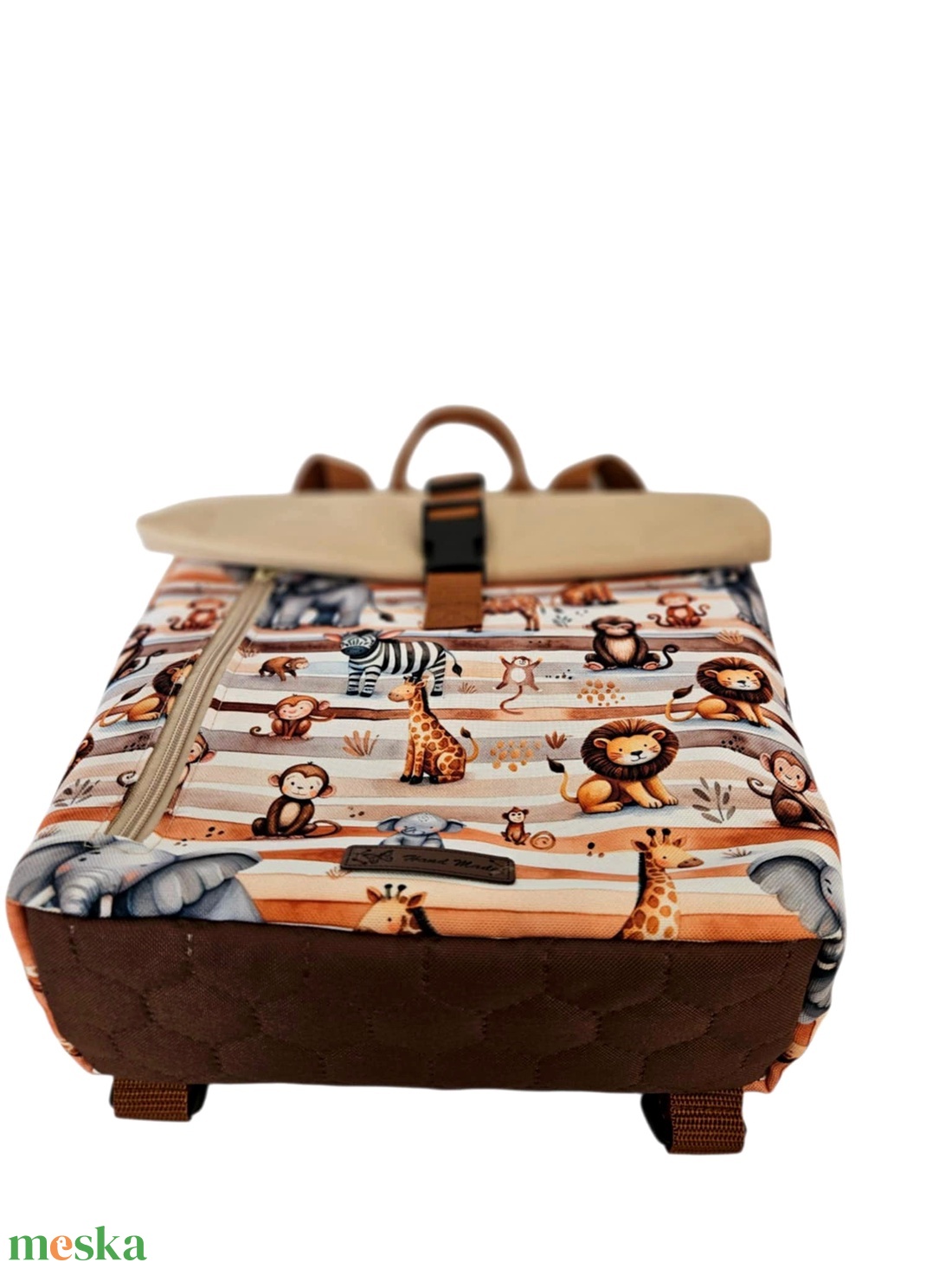 Szavanna állatai roll-top hátizsák - táska & tok - hátizsák - roll top hátizsák - Meska.hu