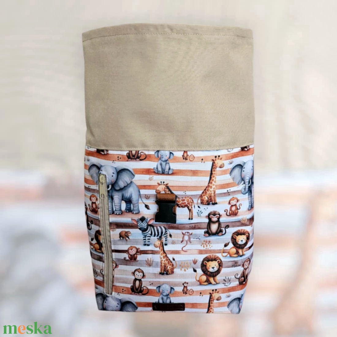 Szavanna állatai roll-top hátizsák - táska & tok - hátizsák - roll top hátizsák - Meska.hu