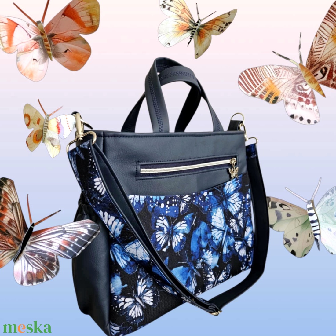 Csini női válltáska lepkés mintával - táska & tok - kézitáska & válltáska - kézitáska - Meska.hu