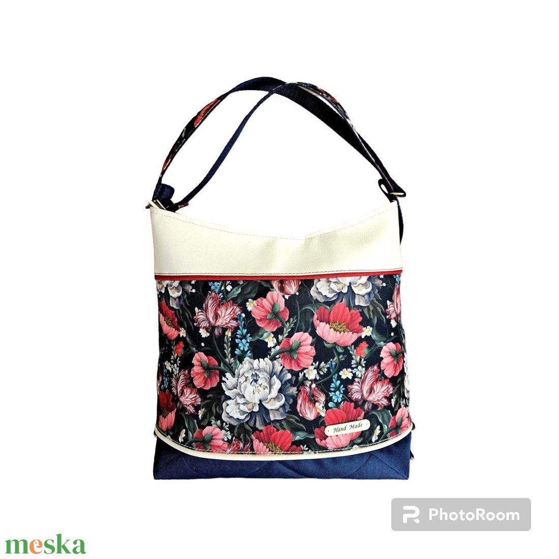 Virágmintás kétfunkciós vízlepergető táska - táska & tok - variálható táska - Meska.hu