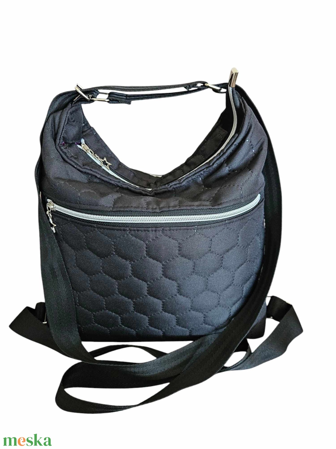 Fekete steppelt kétfunkciós vízálló női táska - táska & tok - variálható táska - Meska.hu