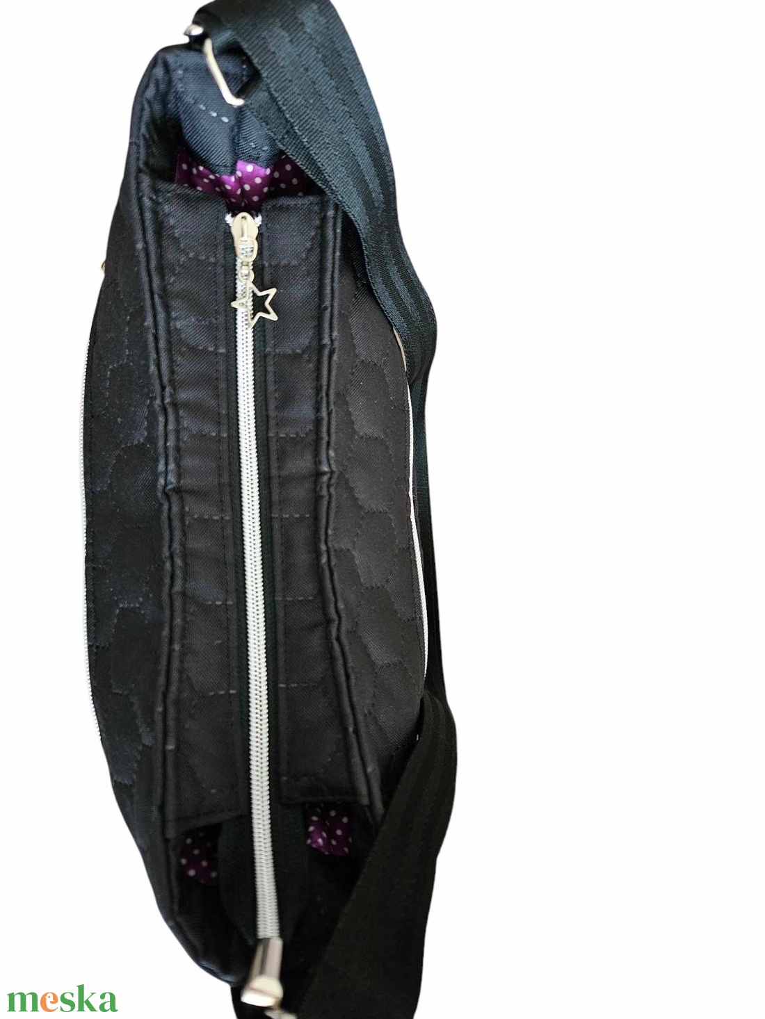 Fekete steppelt kétfunkciós vízálló női táska - táska & tok - variálható táska - Meska.hu