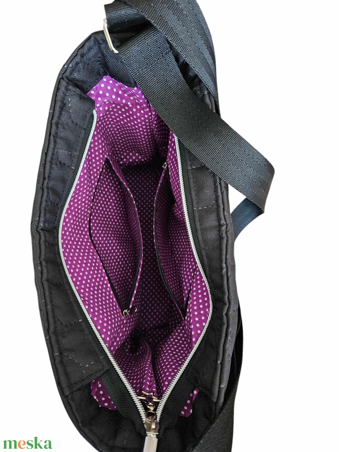 Fekete steppelt kétfunkciós vízálló női táska - táska & tok - variálható táska - Meska.hu