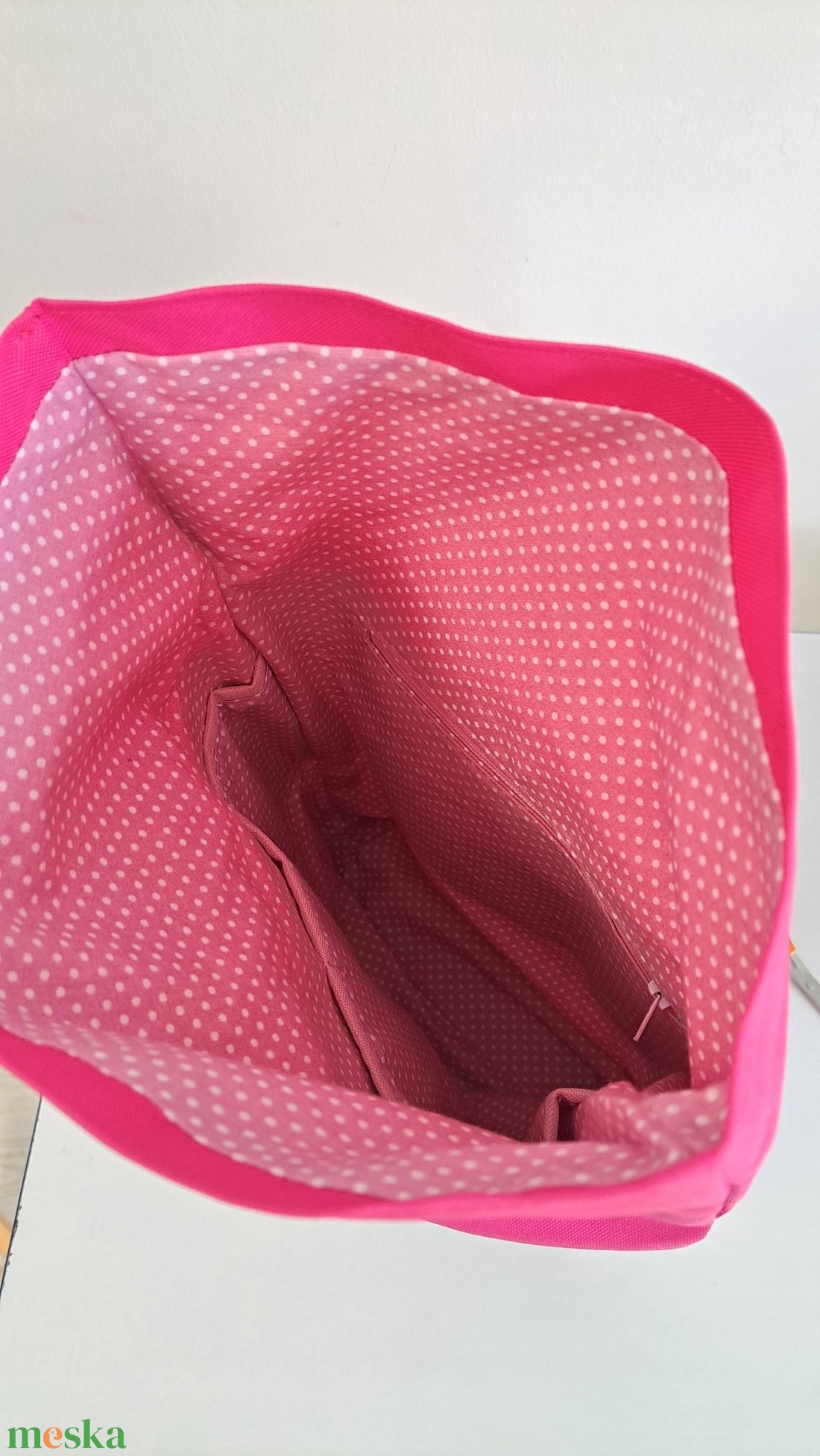Rózsaszín-pink nyuszis roll-top hátizsák - táska & tok - hátizsák - roll top hátizsák - Meska.hu