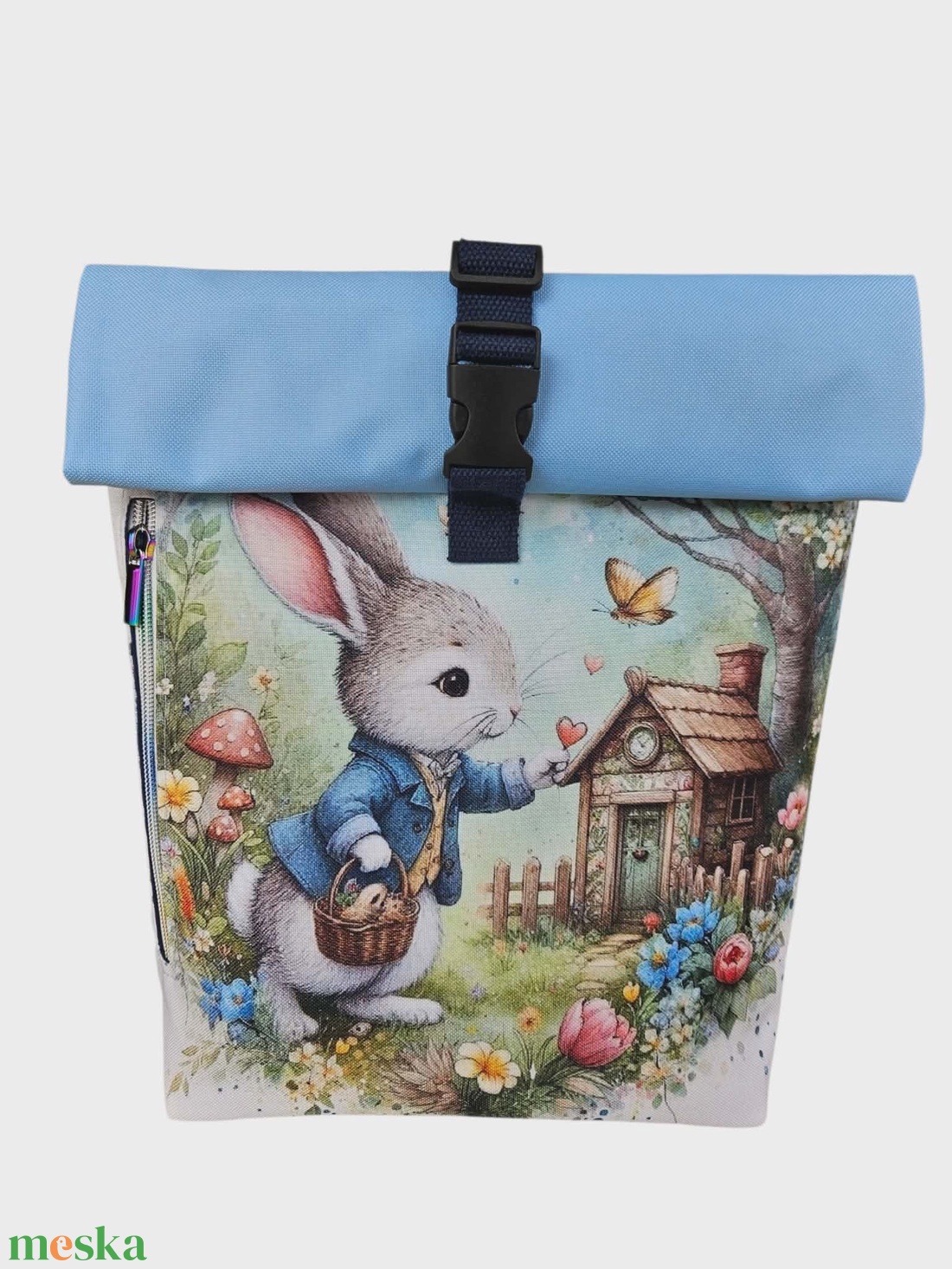 Vízálló nyuszis roll-top hátizsák  - táska & tok - hátizsák - roll top hátizsák - Meska.hu