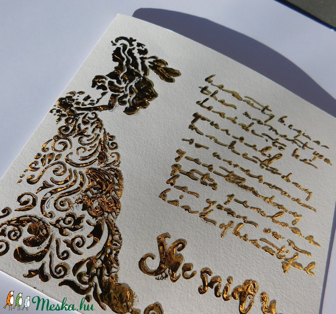 Fóliázott képeslap esküvőre, eljegyzésre, foil quill card - otthon & lakás - papír írószer - képeslap & levélpapír - Meska.hu