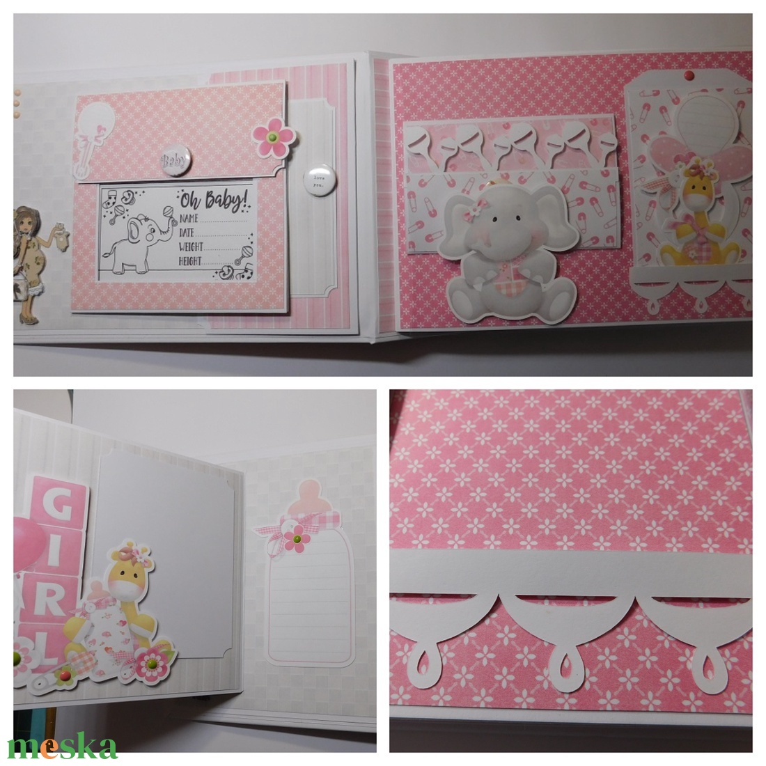 Our little lady - egyedi, nagyméretű kézműves scrapbook babakönyv kislányoknak - otthon & lakás - papír írószer - album & fotóalbum - Meska.hu