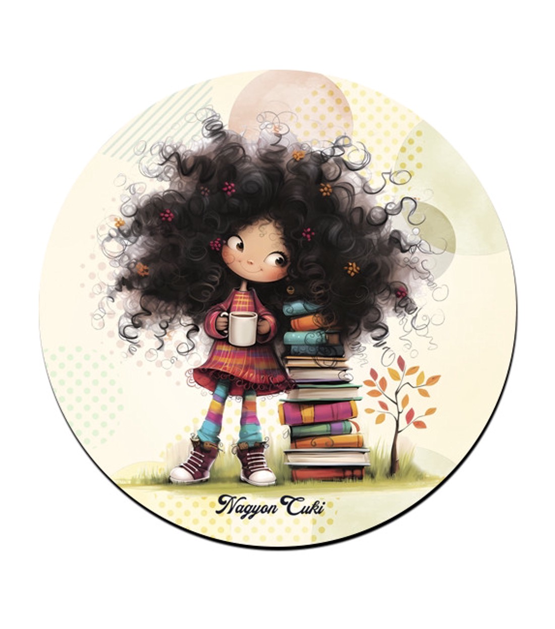 Kávé és könyvek őszi Könyvmoly lány pohár alátét -  - Meska.hu