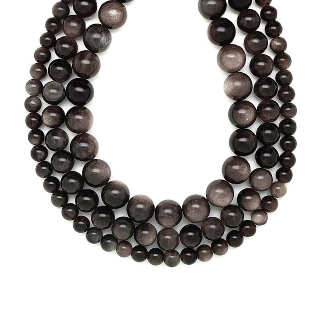 Obszidián ezüst golyó 9-10mm  ékszerkészítő alapanyag (füzér) - kellékek & szerszámok - ásvány alapanyag - ásványfüzér - Meska.hu