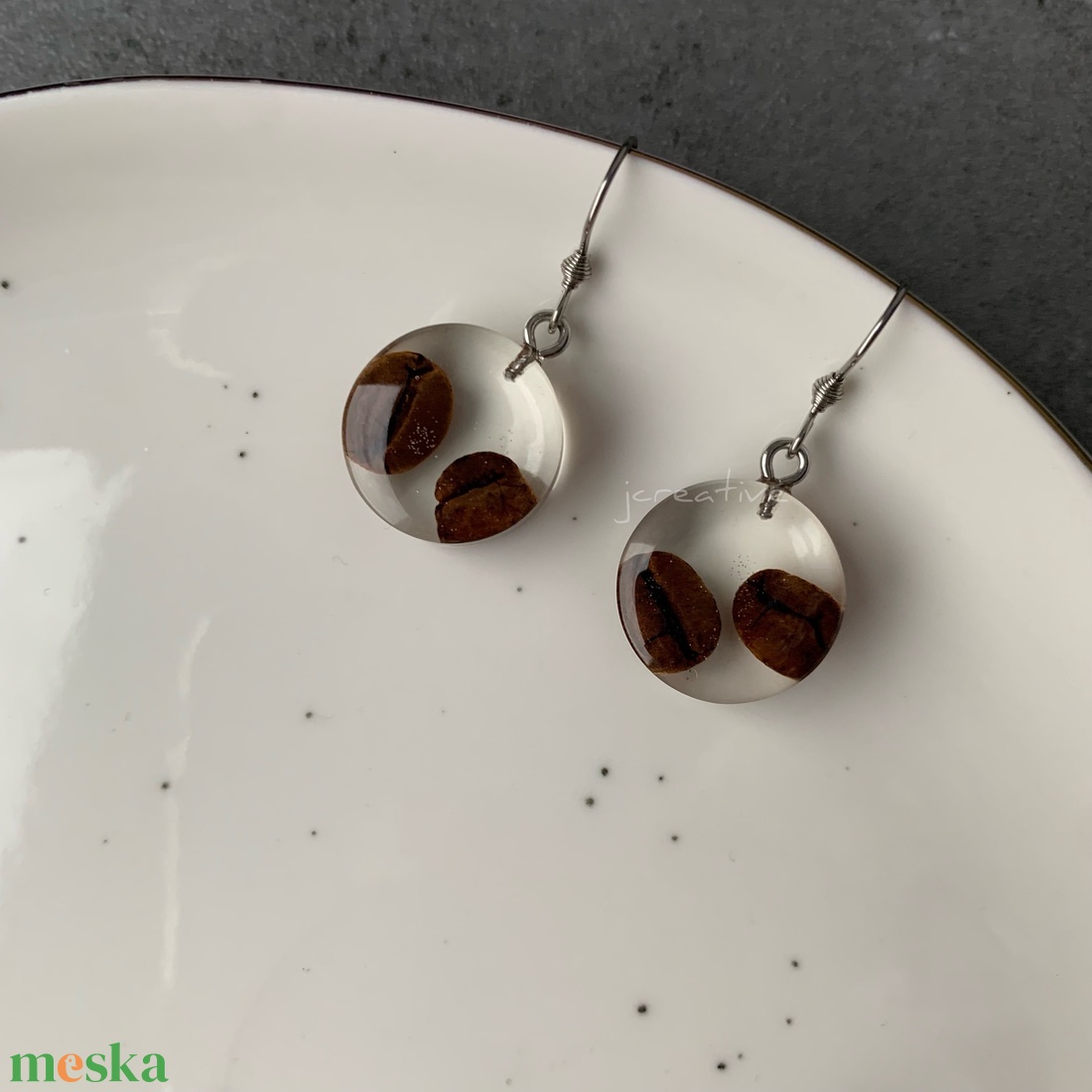 Kávébab epoxy fülbevaló - ékszer - fülbevaló - lógós kerek fülbevaló - Meska.hu Kávébab epoxy fülbevaló - ékszer - fülbevaló - lógós kerek fülbevaló - Meska.hu