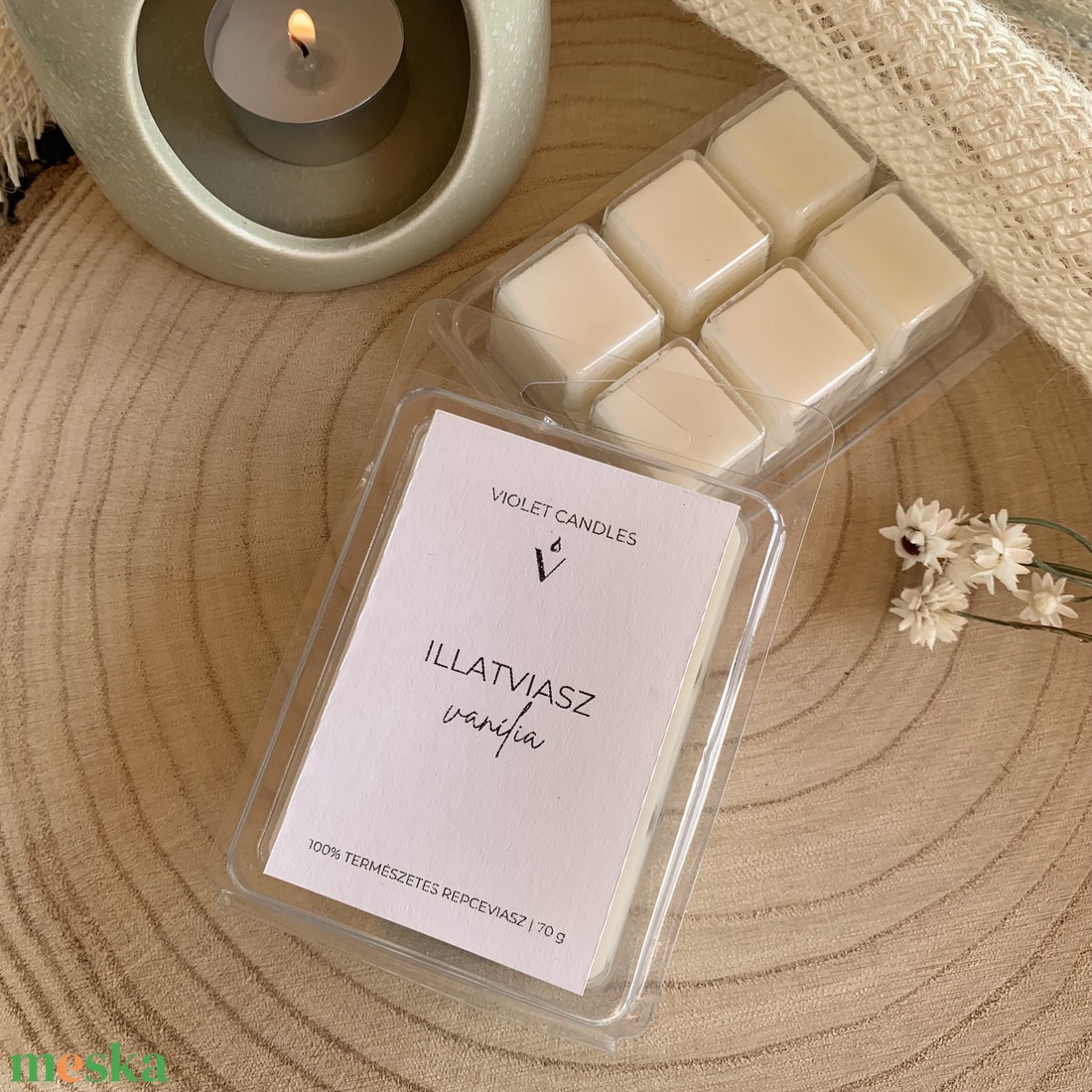 Kézműves illatviasz tömb - vanília illattal - otthon & életmód - gyertya, illat, aroma - gyertya - Meska.hu