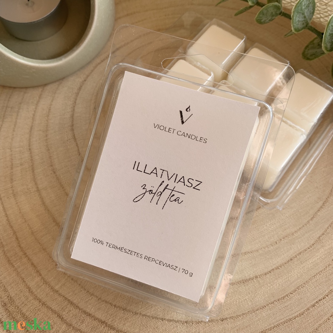 Kézműves illatviasz tömb - zöld tea illattal - otthon & életmód - gyertya, illat, aroma - gyertya - Meska.hu