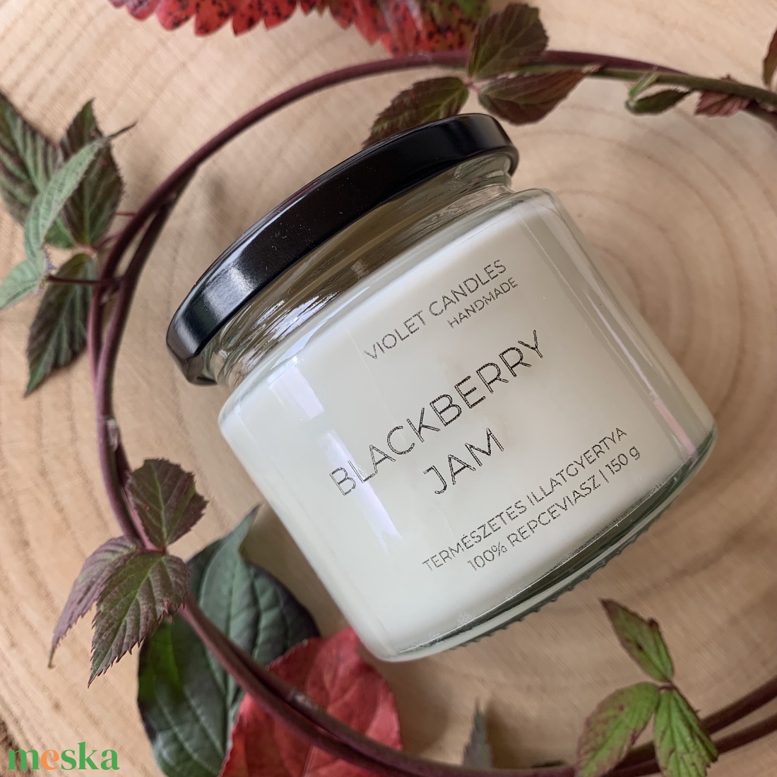 Szederlekvár illatgyertya  kézzel öntött repceviasz gyertya - otthon & életmód - gyertya, illat, aroma - gyertya - Meska.hu