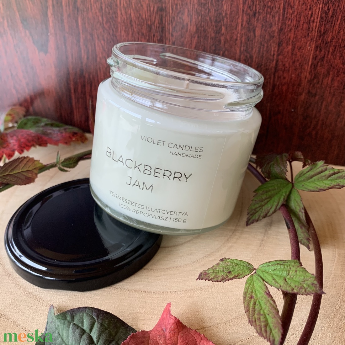 Szederlekvár illatgyertya  kézzel öntött repceviasz gyertya - otthon & életmód - gyertya, illat, aroma - gyertya - Meska.hu