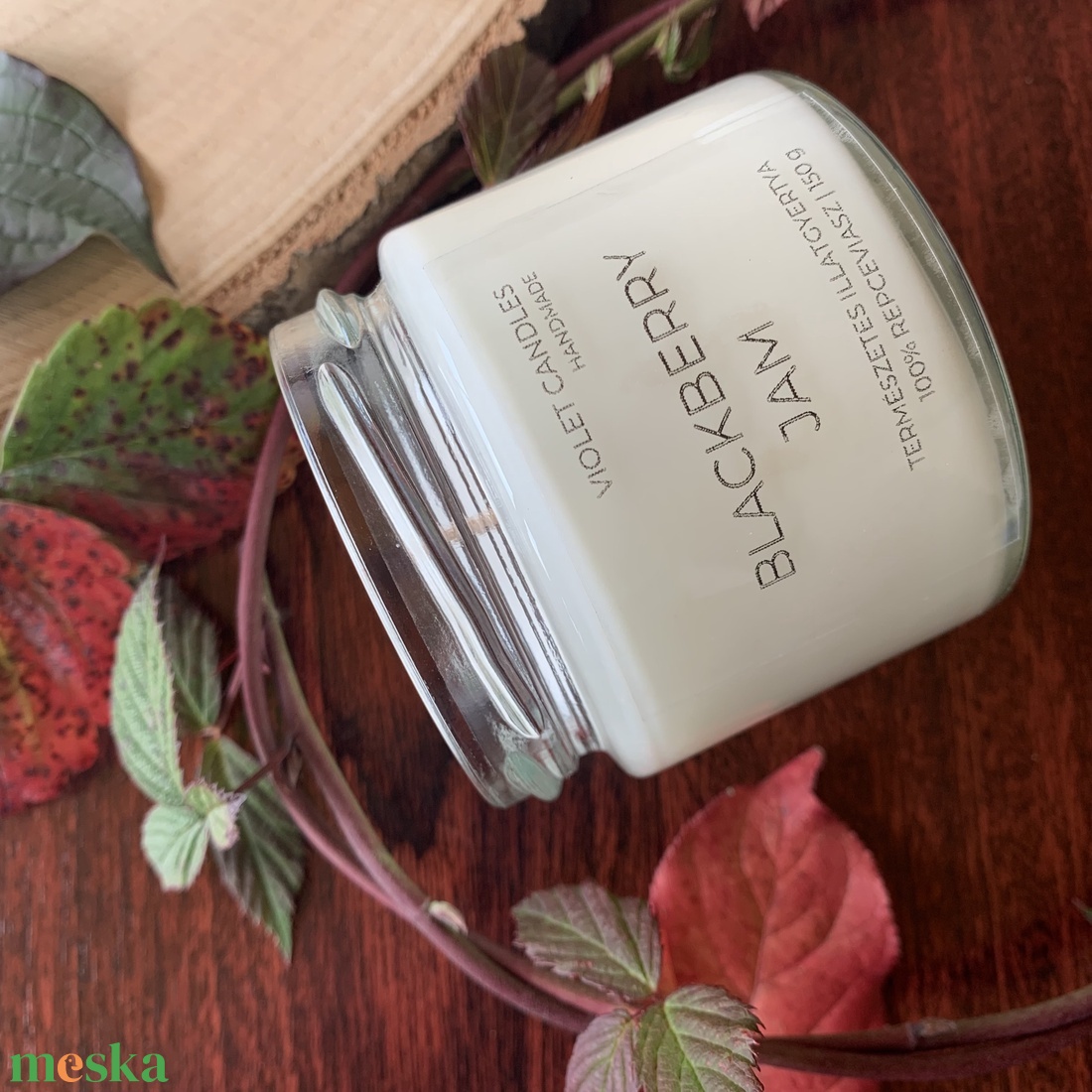 Szederlekvár illatgyertya  kézzel öntött repceviasz gyertya - otthon & életmód - gyertya, illat, aroma - gyertya - Meska.hu