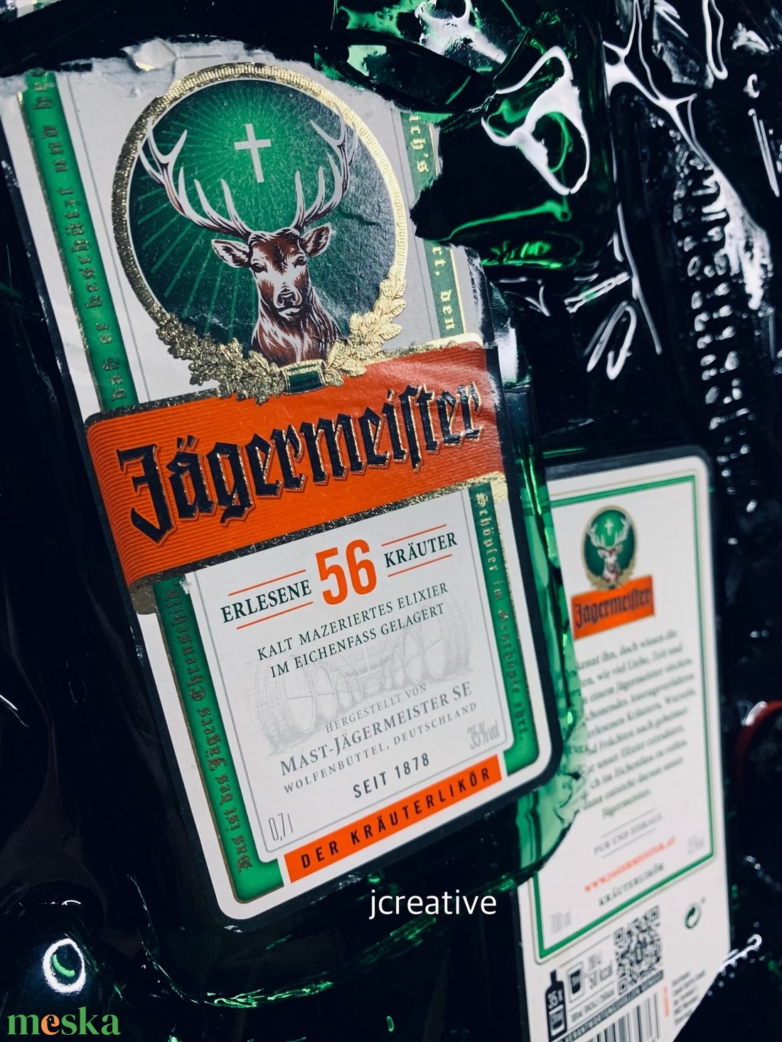 Zöld üveg falikép újrahasznosított, kézzel készült dekoráció epoxy gyantával - otthon & életmód - dekoráció - fali és függő dekoráció - falra akasztható dekor - Meska.hu