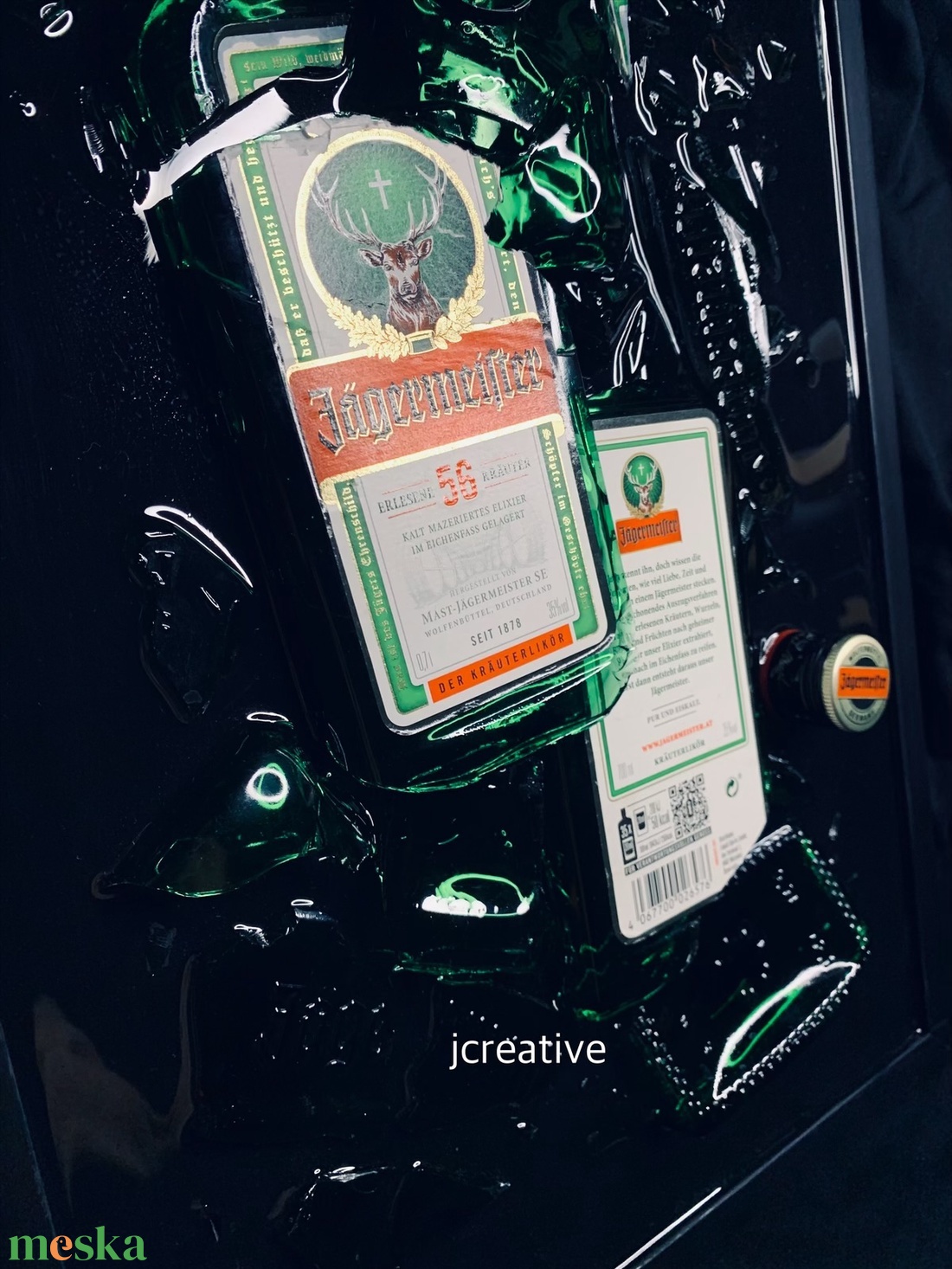 Zöld üveg falikép újrahasznosított, kézzel készült dekoráció epoxy gyantával - otthon & életmód - dekoráció - fali és függő dekoráció - falra akasztható dekor - Meska.hu