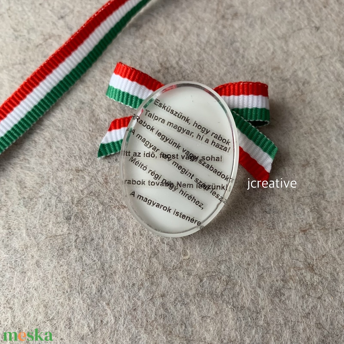 Nemzeti Dal idézetes kokárda - ékszer - kitűző és bross - Meska.hu