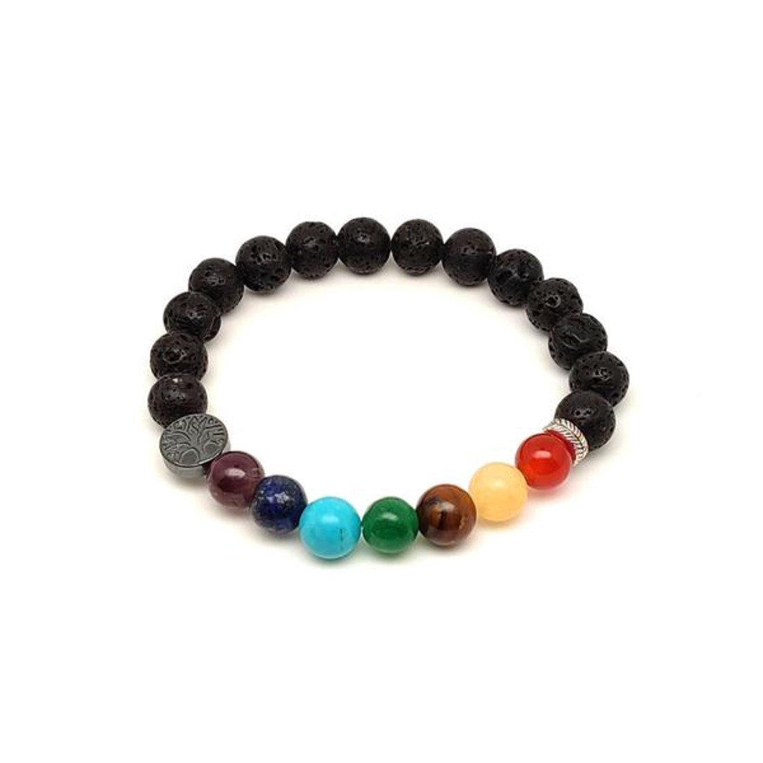 Bazalt csakra életfa karkötő 89 mm - ékszer - karkötő - ásványkarkötő - Meska.hu