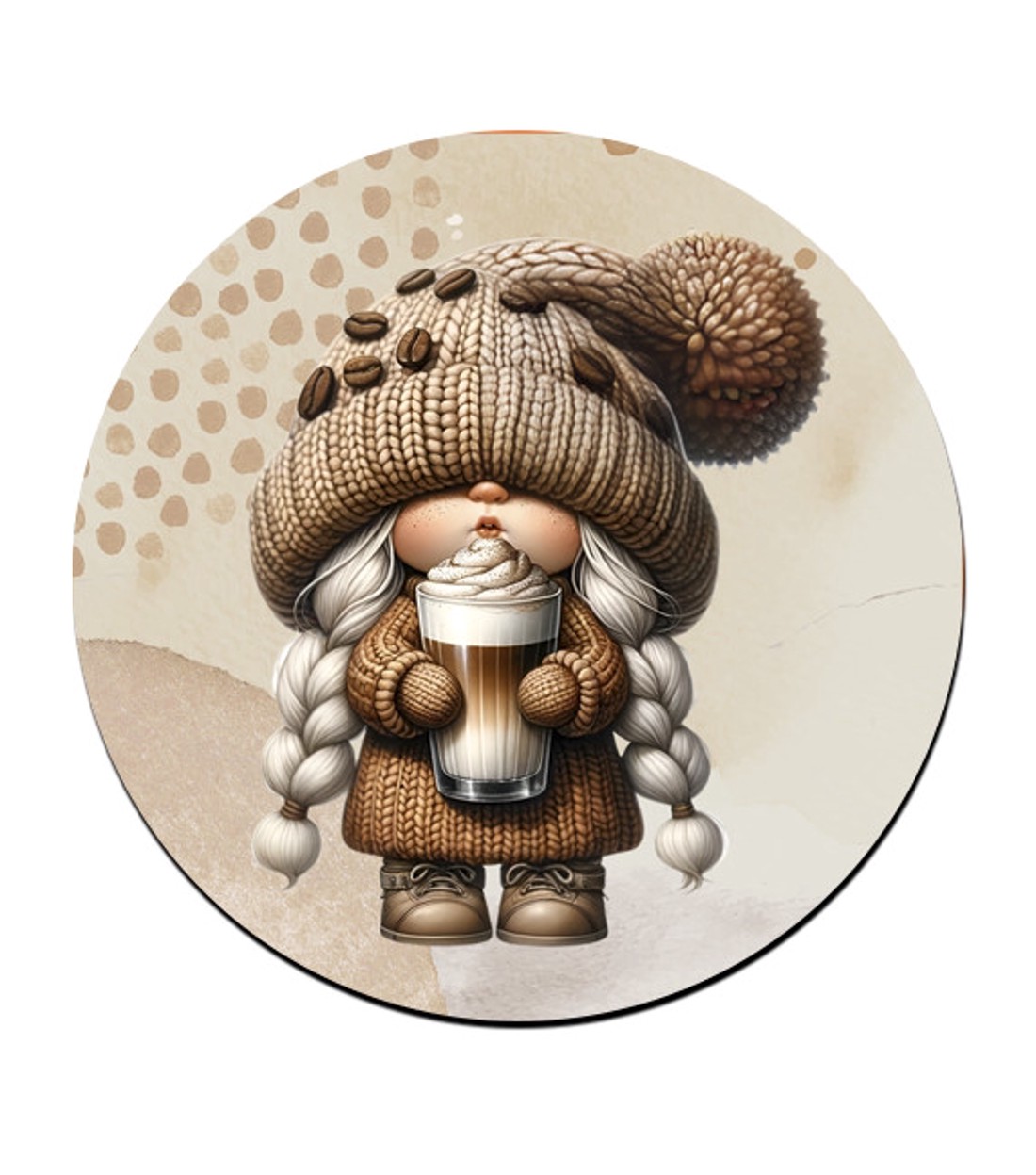 Cappucino kávés manó lány mintás bögre alátét -  - Meska.hu