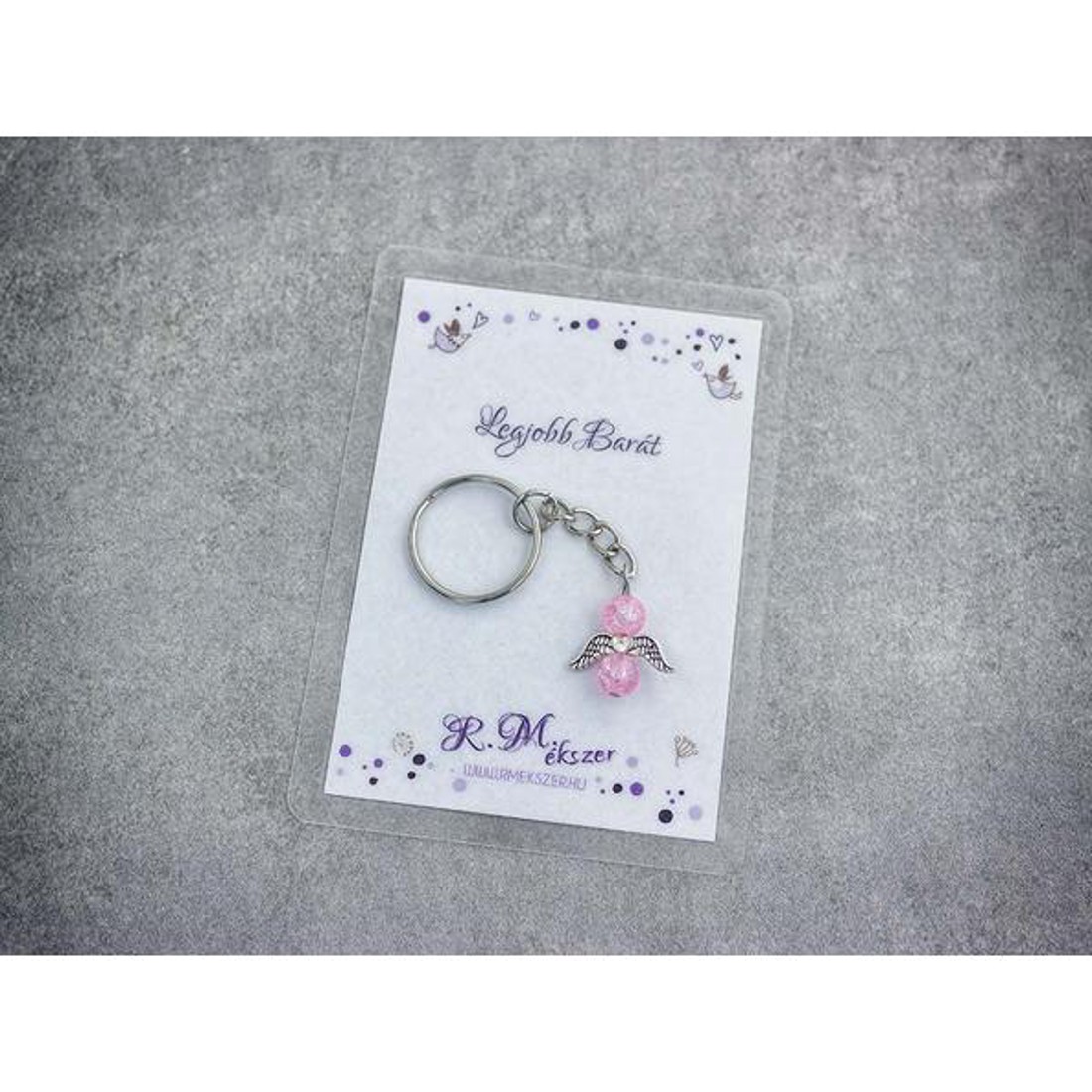Legjobb barátomnak rózsaszín angyal medálos kulcstartó - táska & tok - kulcstartó & táskadísz - kulcstartó - Meska.hu