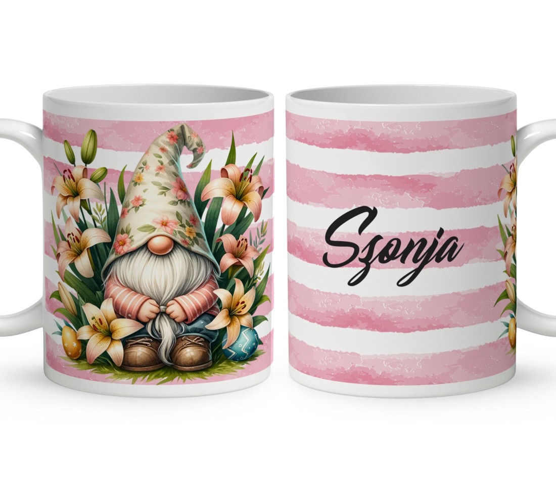 Névvel kérhető - Liliom és cuki manó mintás bögre - otthon & életmód - konyhafelszerelés, tálalás - tálalás - bögre & csésze - Meska.hu