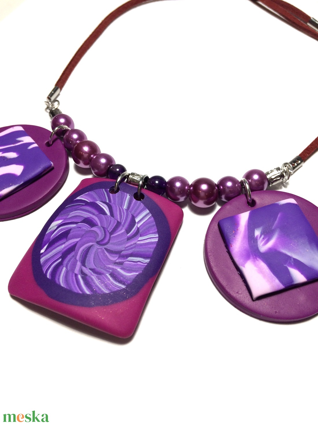 Lila nyaklánc - ékszer - nyaklánc - statement nyaklánc - Meska.hu