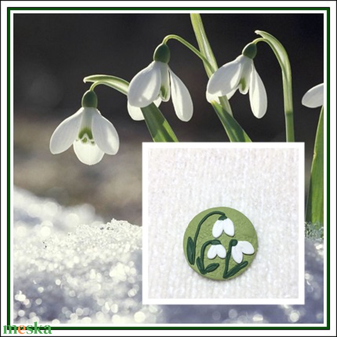 Hóvirág kitűző - ékszer - kitűző és bross - Meska.hu