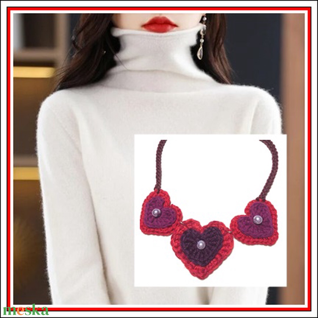Szívek nyaklánc - ékszer - nyaklánc - gyöngyös nyaklánc - Meska.hu
