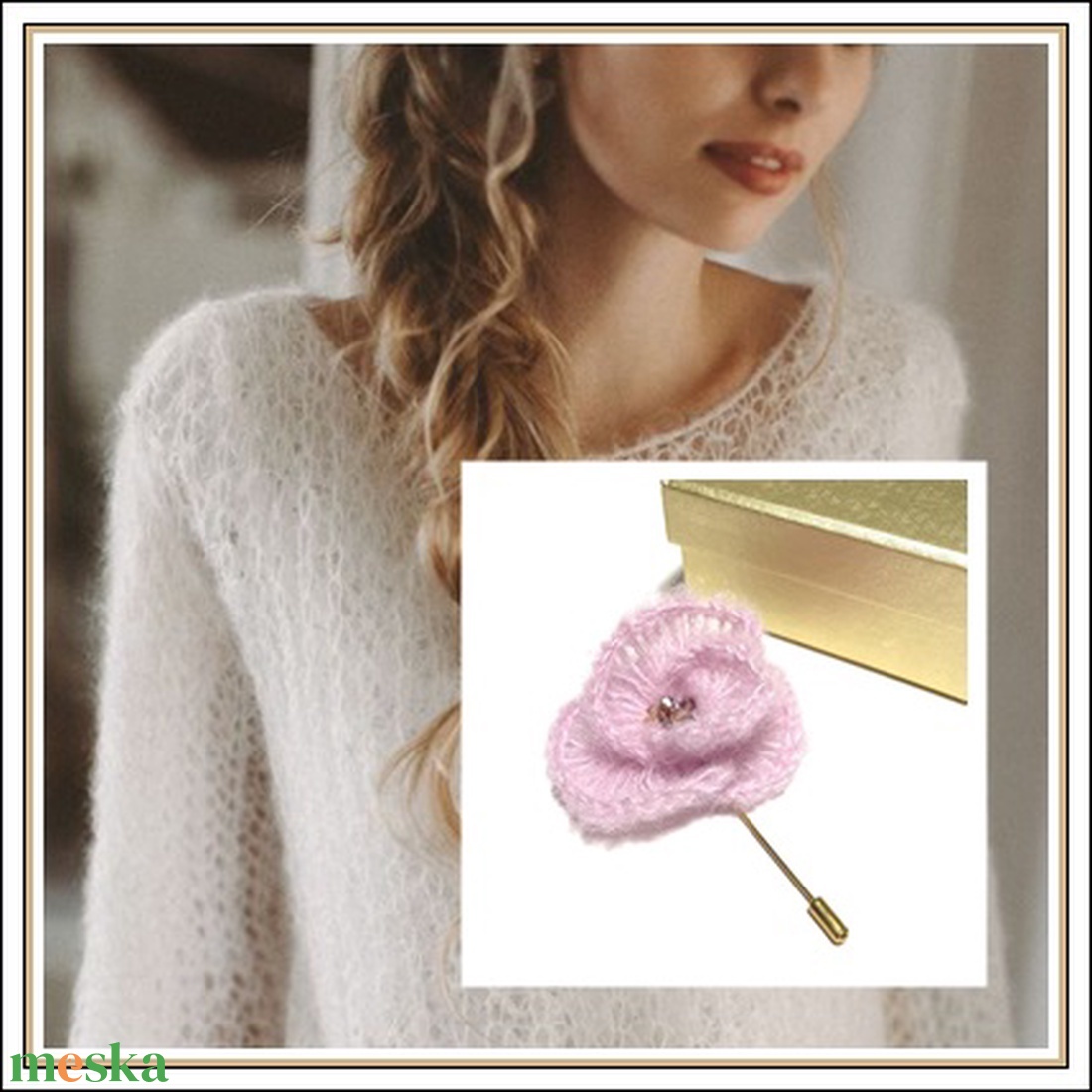 Mohair almavirág kitűző - ékszer - kitűző és bross - Meska.hu
